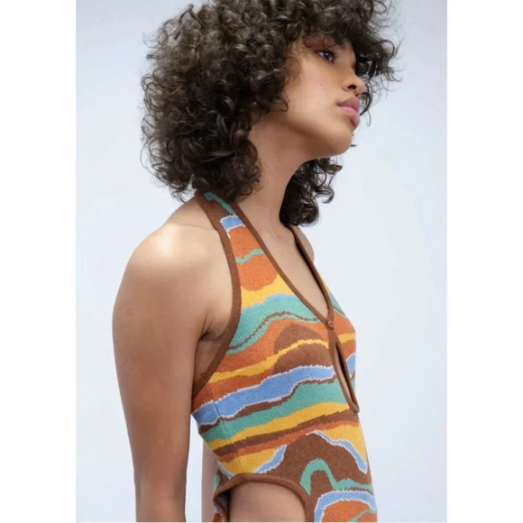 NWT Milk It SaharaJumpsuit Desert Knit  HAlterneck Jumpsuit All Cotton 16 - Picture 6 of 8